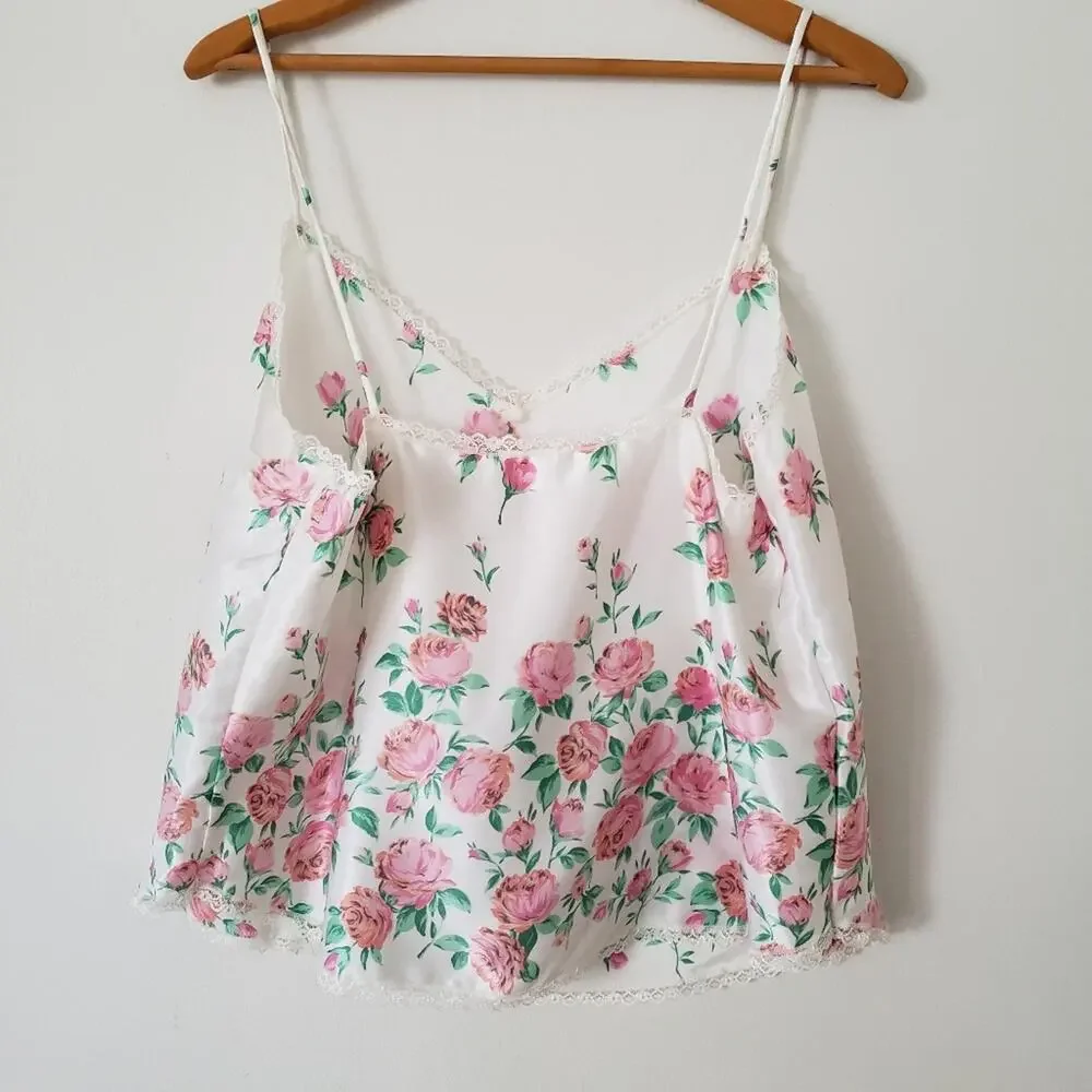 Vintage Antique Rose Lingerie Sleep Set Tank & Shorts Various Sizes